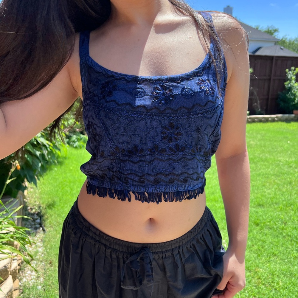 Smocked Back Bohemian Crop Top